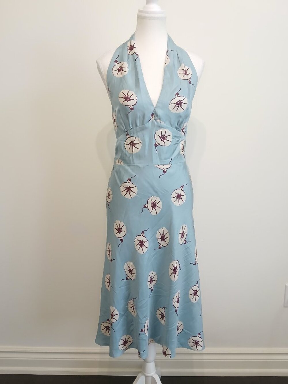Laundry By Shelli Segal 100% Silk Y2K Halter Cocktail Dress Size 12